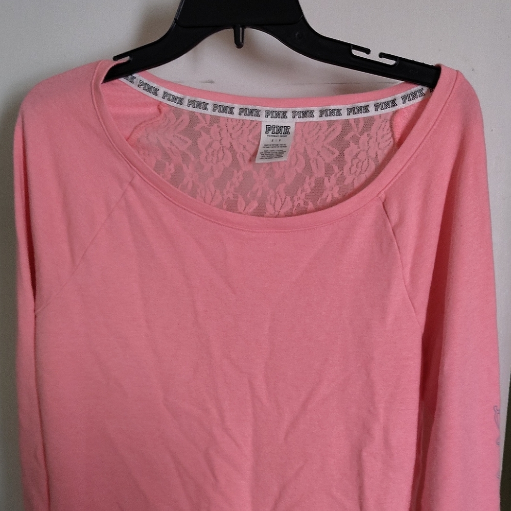 Pink Women's Lace Accent Sweatshirt